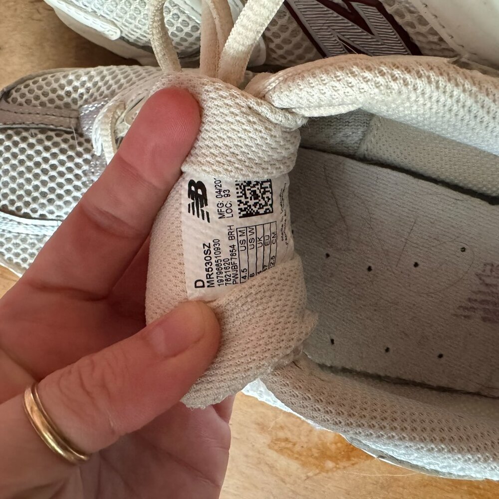 New Balance White and Maroon Athletic Sneakers - Picture 6 of 6